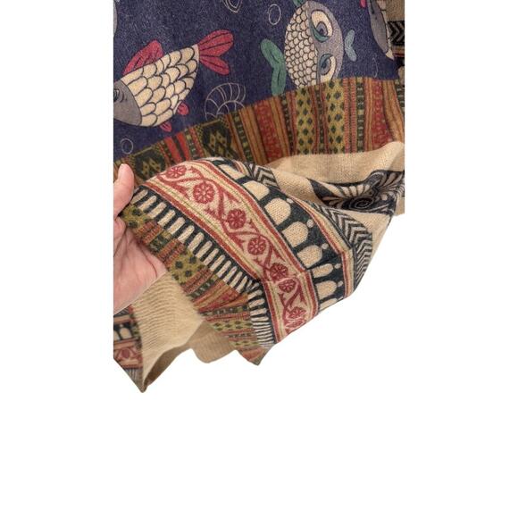 YESNO Fish Pearl Shell  Graphic Printed Oversized Pullover Sweater cashmere - Picture 4 of 6